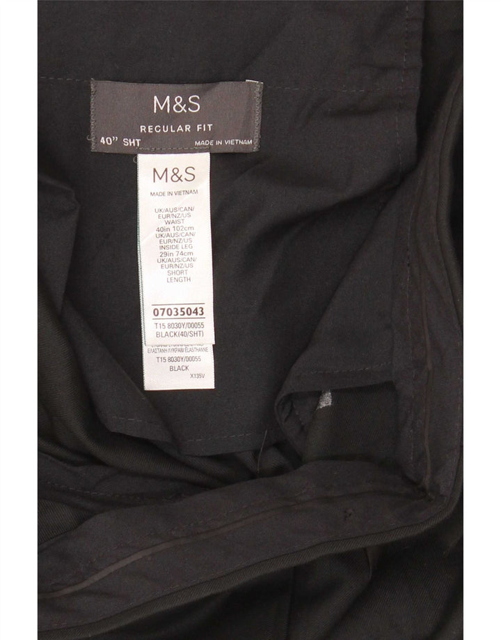 Мужские костюмные брюки классического кроя Marks & Spencer W40 L29, черный полиэстер