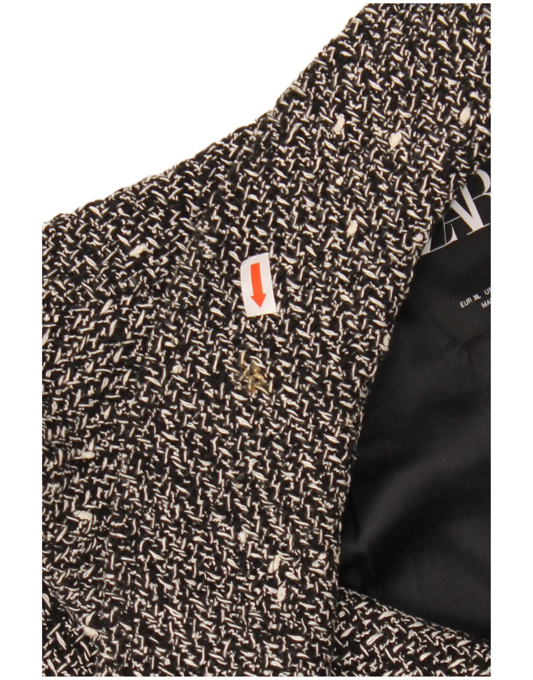 Женский укороченный пиджак оверсайз ZARA UK 18 XL, черный в крапинку