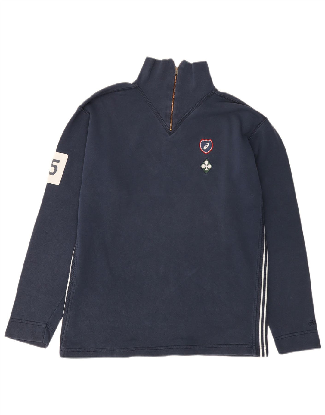 Мужской свитшот с воротником на молнии Asics, маленький темно-синий