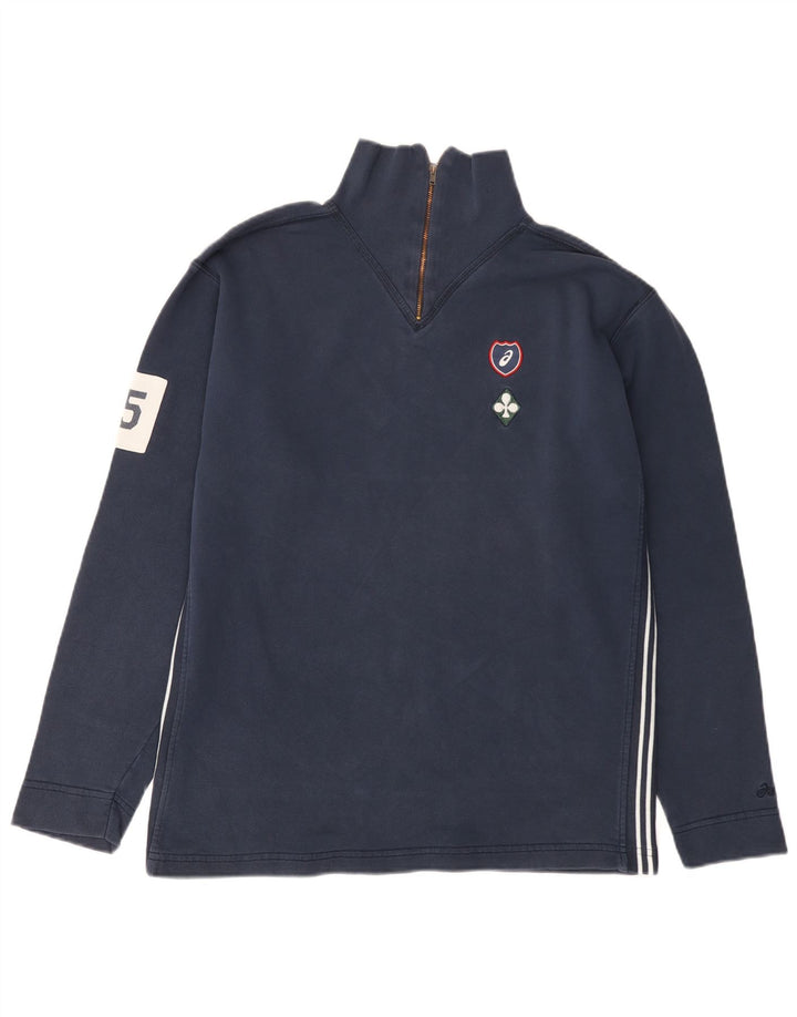 Мужской свитшот с воротником на молнии Asics, маленький темно-синий