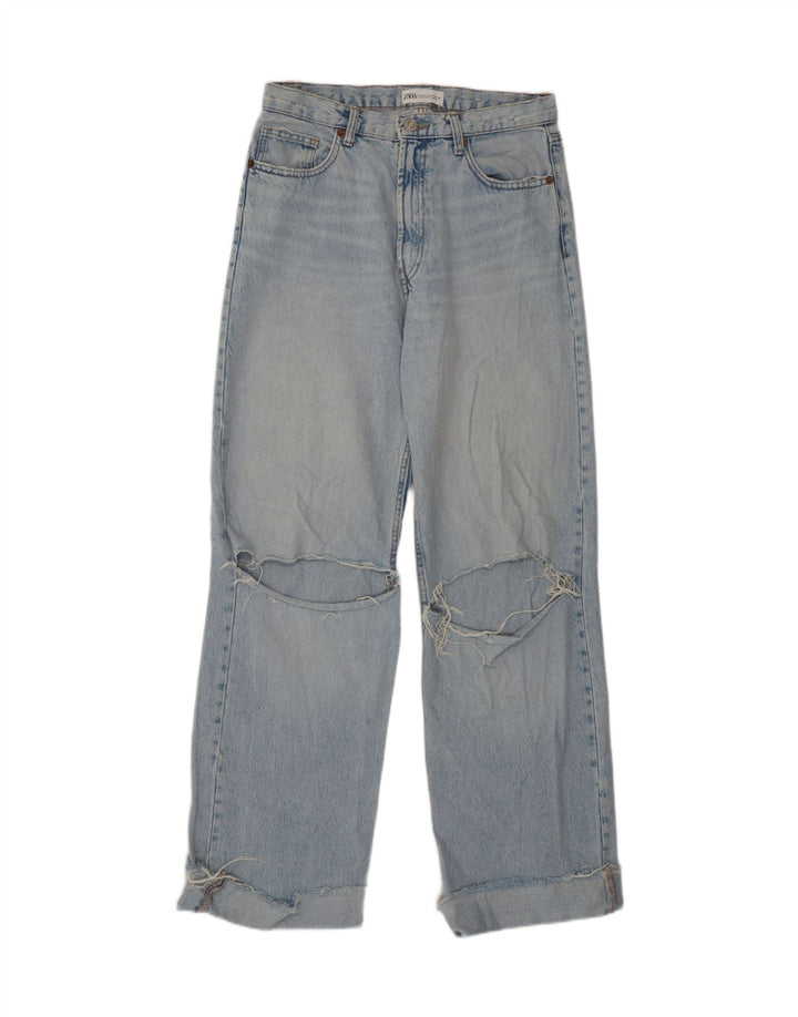 Женские потертые джинсы с высокой талией Zara EU 40, средние W30 L31, синие