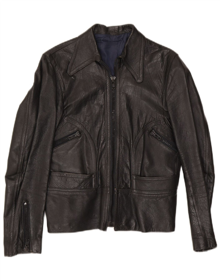 Женская кожаная куртка VINTAGE UK 8 маленькая черная