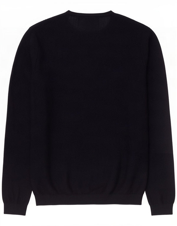 Zara Mens Crew Neck Jumper Sweater Small Black Acrylic