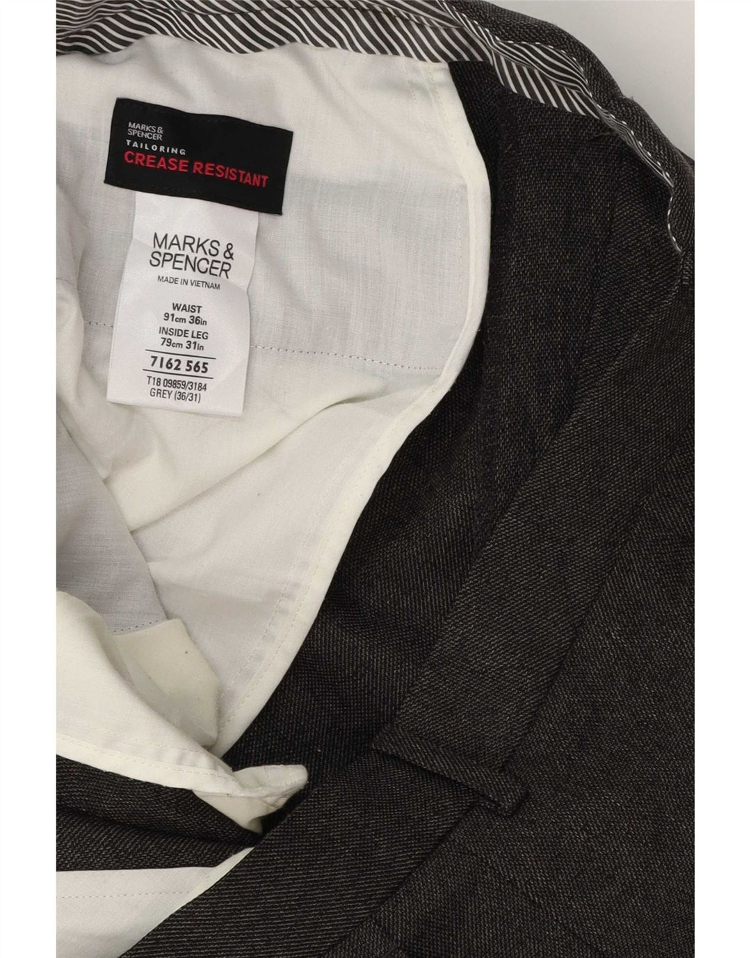Мужские прямые костюмные брюки Marks & Spencer W36 L31 серые из полиэстера
