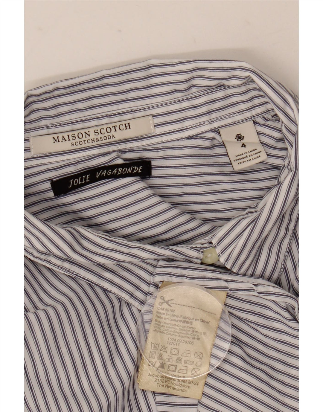Мужская рубашка Scotch & Soda из хлопка средней длины в белую полоску