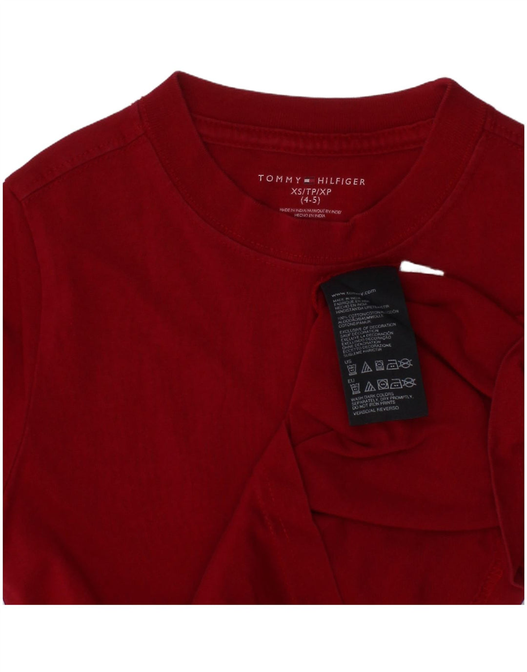 TOMMY HILFIGER Boys T-Shirt Top 4-5 Years XS Red Cotton