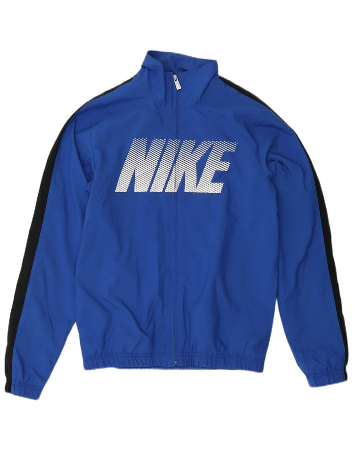 Мужской спортивный костюм NIKE с графическим рисунком, верхняя куртка, маленький синий полиэстер с цветными блоками
