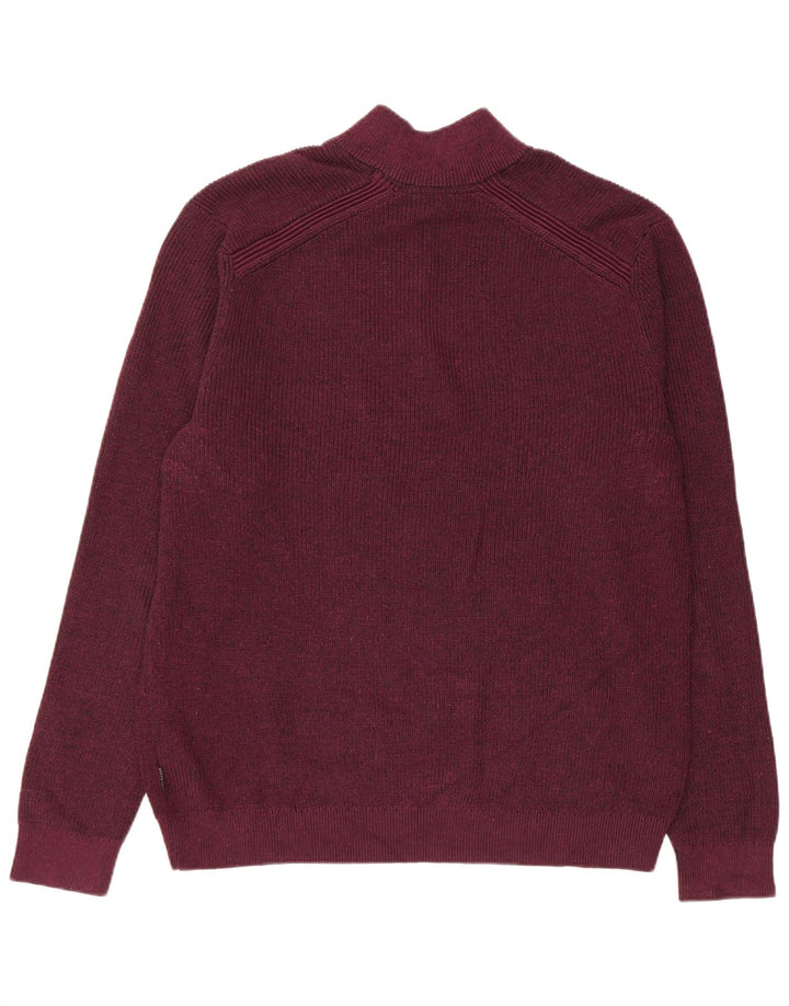 Мужской джемпер с воротником на молнии Ted Baker, размер 6, 2XL, бордовый полиэстер