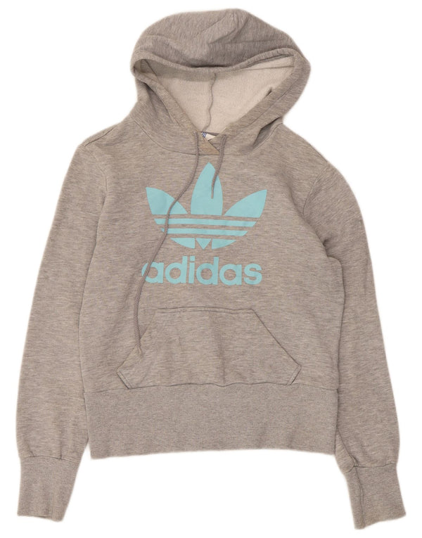 Женский джемпер с капюшоном Adidas Regular Fit UK 10, маленький серый спортивный