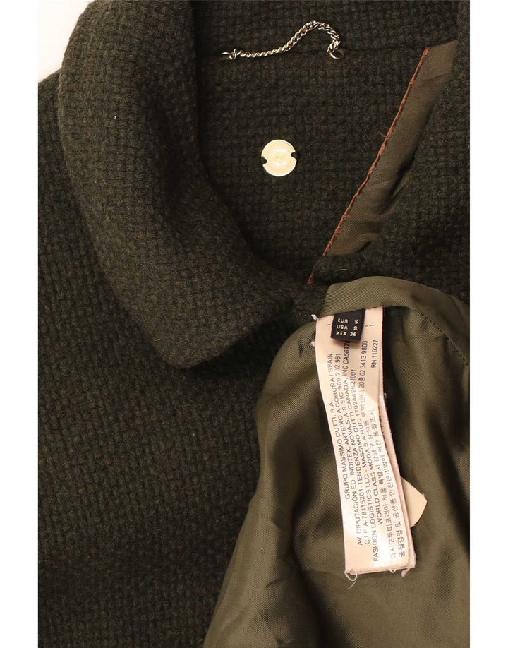 Женское пальто оверсайз Massimo Dutti UK 10, маленькое, хаки, шерсть