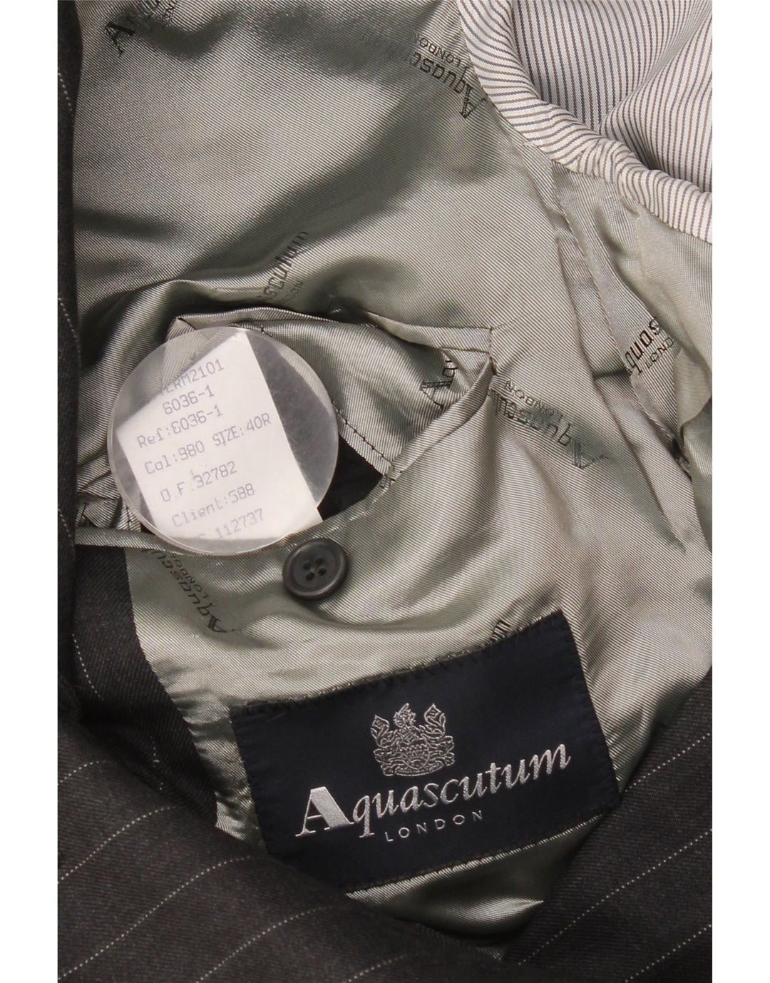 Мужской пиджак Aquascutum на 3 пуговицах UK 40, большая серая шерстяная полоска