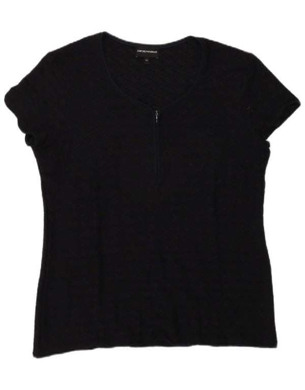 Emporio Armani Womens T-Shirt Top IT 52 2XL Navy Blue Geometric
