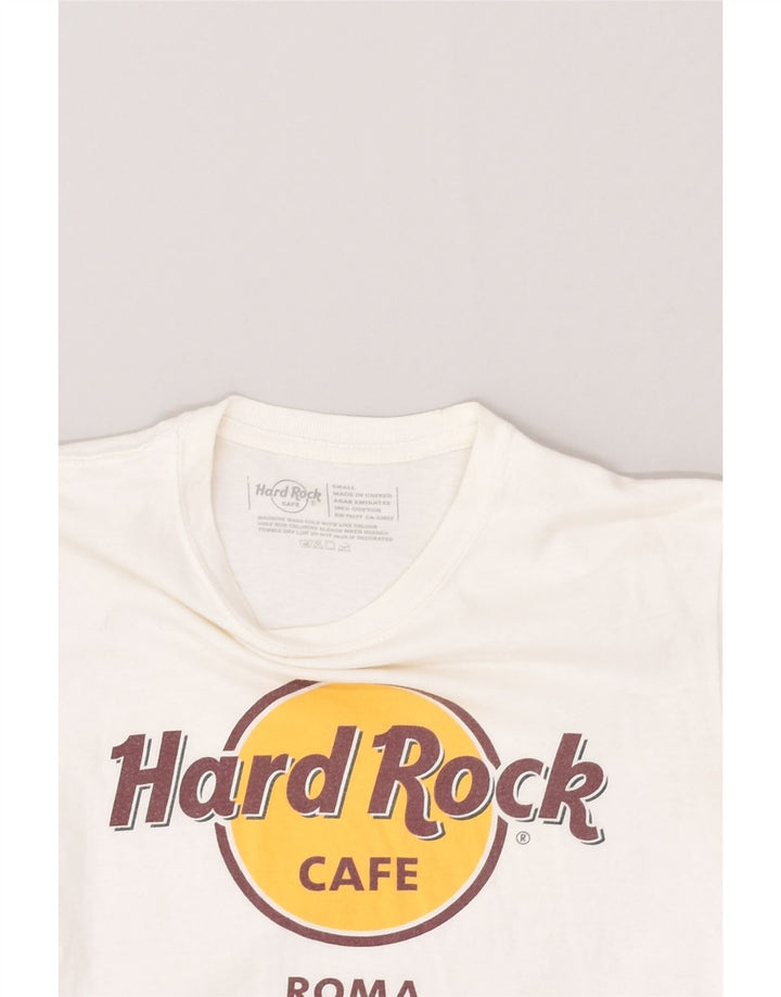 HARD ROCK CAFE Womens Roma Graphic T-Shirt Top UK 10 Small White Cotton | Vintage Hard Rock Cafe | Thrift | Second-Hand Hard Rock Cafe | Used Clothing | Messina Hembry 