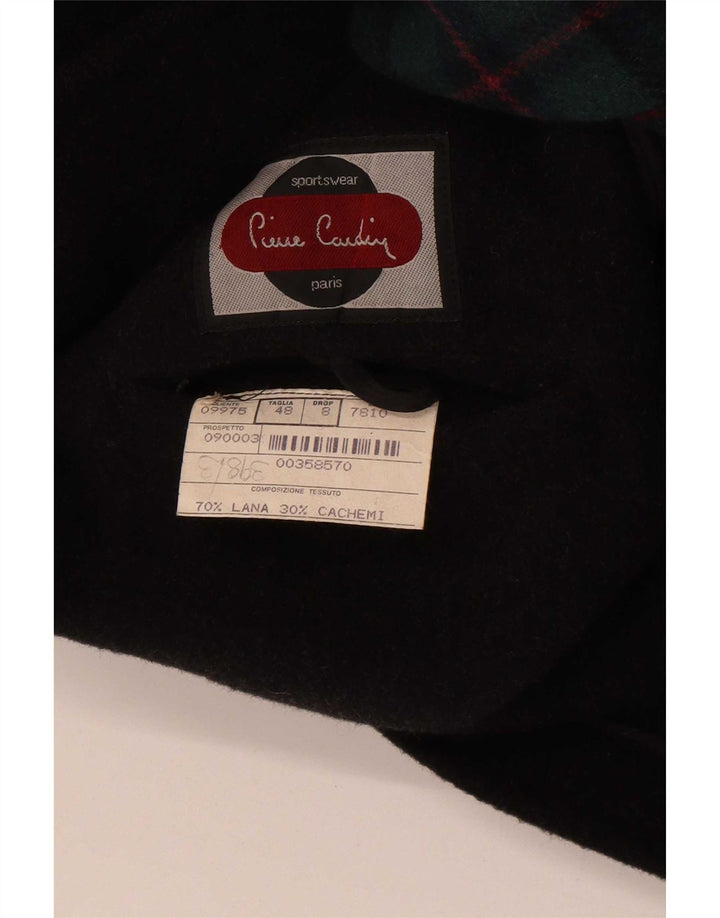 Мужской дафлкот с капюшоном Pierre Cardin IT 48 Medium Black Check Wool
