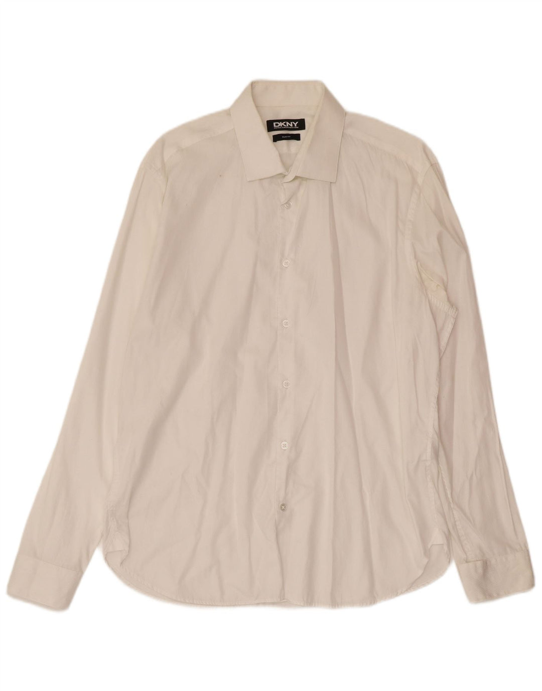 Dkny Мужская приталенная рубашка из хлопка среднего размера белого цвета