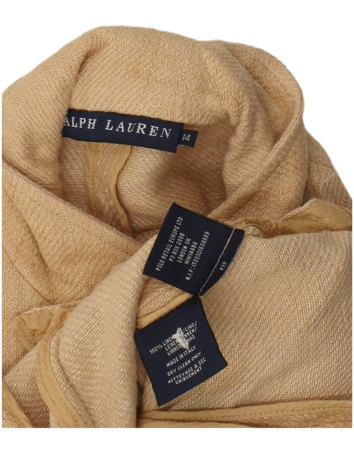 Пиджак на трех пуговицах Ralph Lauren для мальчиков 13–14 лет, бежевый льняной пиджак