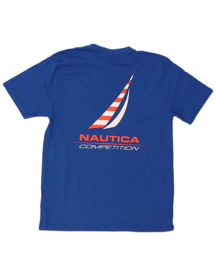 Мужская футболка с графическим рисунком Nautica, хлопковый топ среднего синего цвета