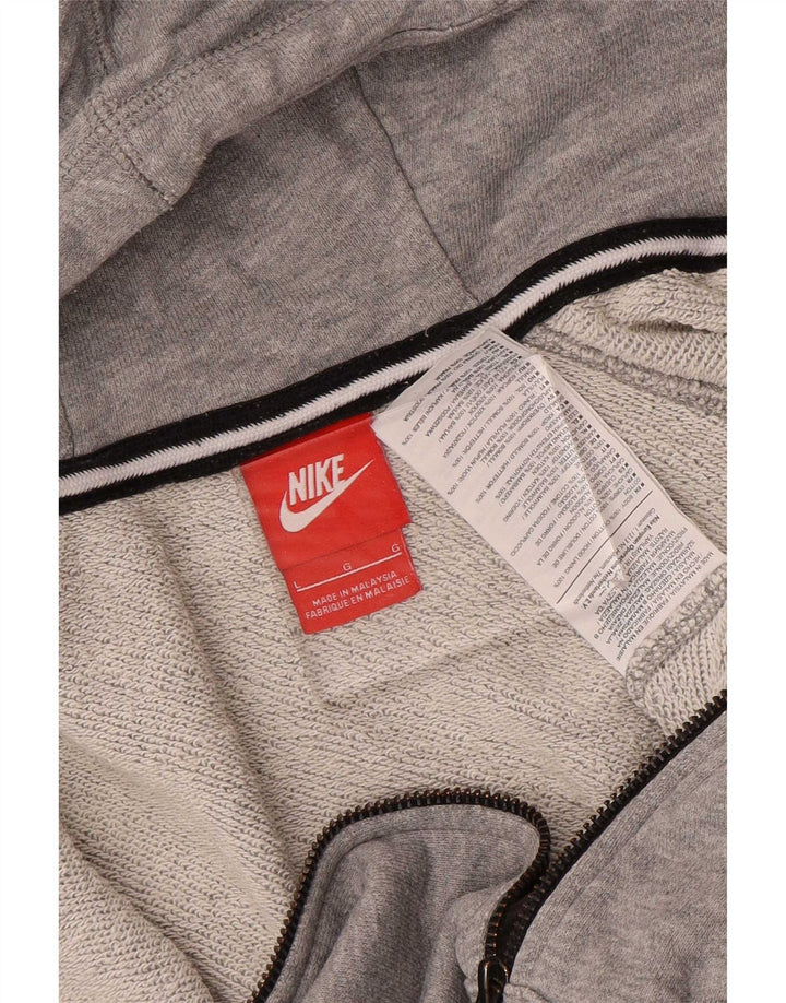 Мужской свитер с капюшоном на молнии Nike, большой серый, хлопковый