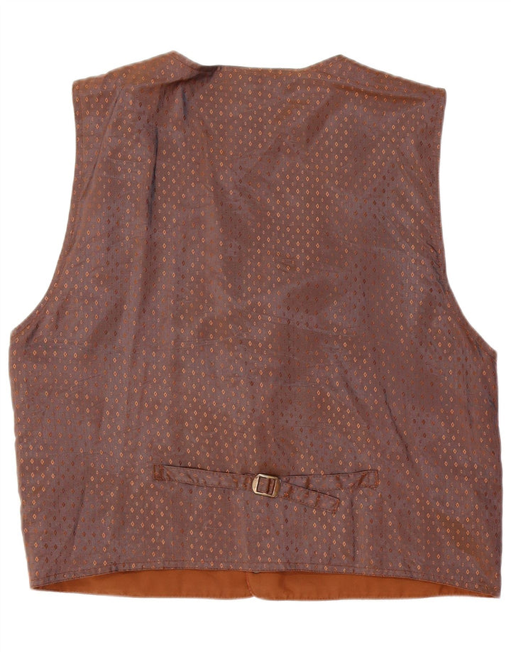 MANTONI Mens Suede Waistcoat XL Brown Spotted Leather
