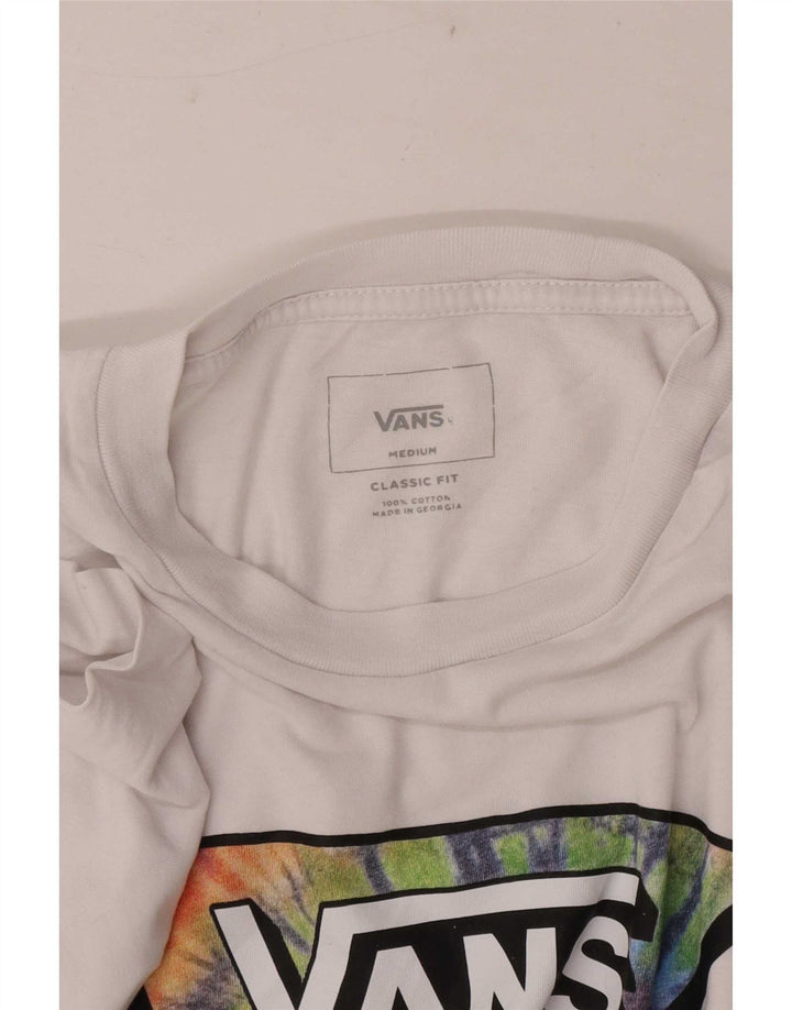 Мужская футболка классического кроя с рисунком Vans, хлопковый топ среднего размера, белый цвет
