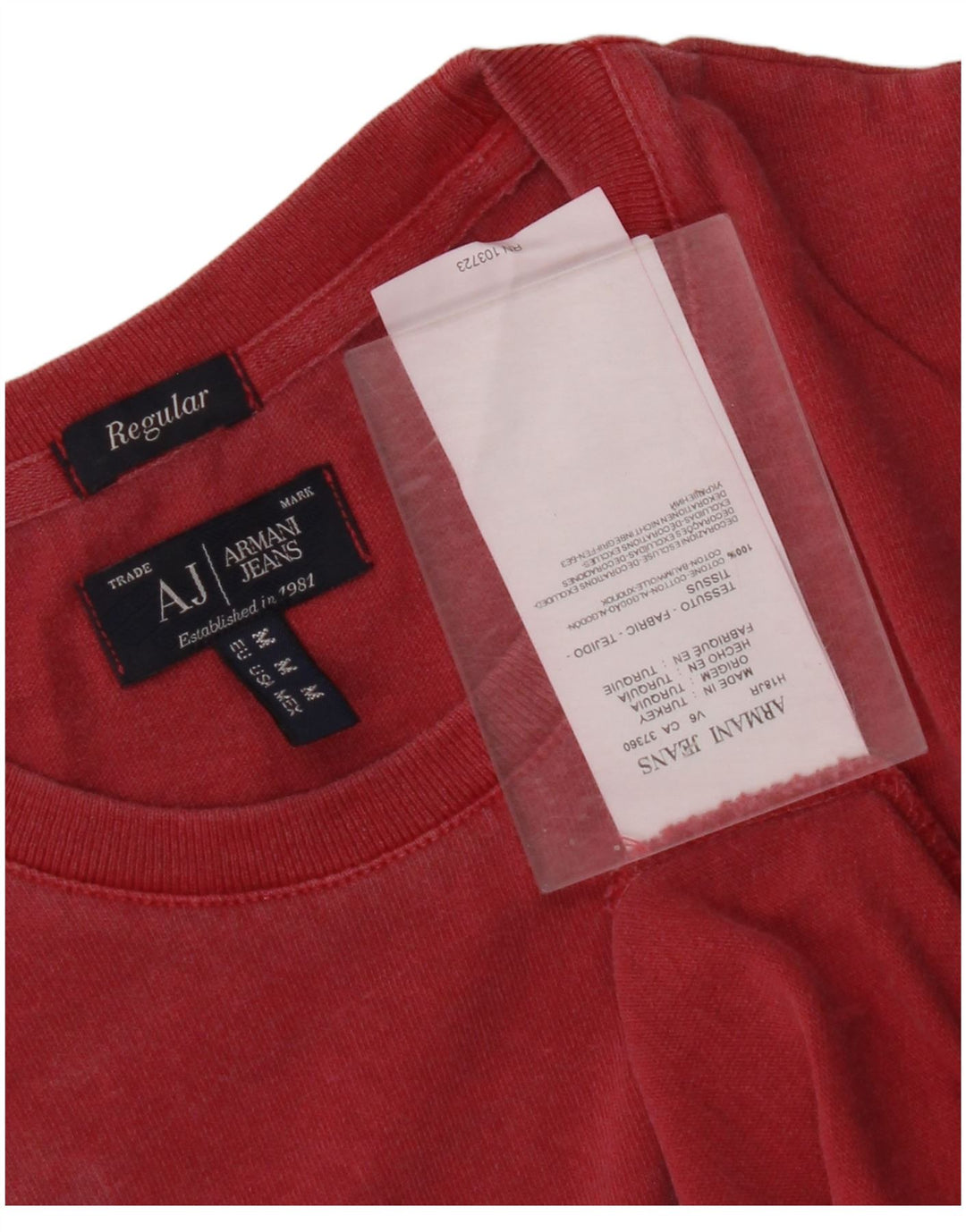 ARMANI JEANS Mens Graphic T-Shirt Top Medium Red Cotton