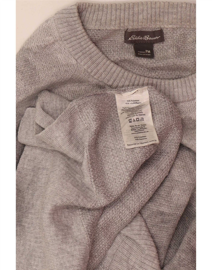 Женский джемпер с круглым вырезом Eddie Bauer Petite, Великобритания 14, средний серый цвет