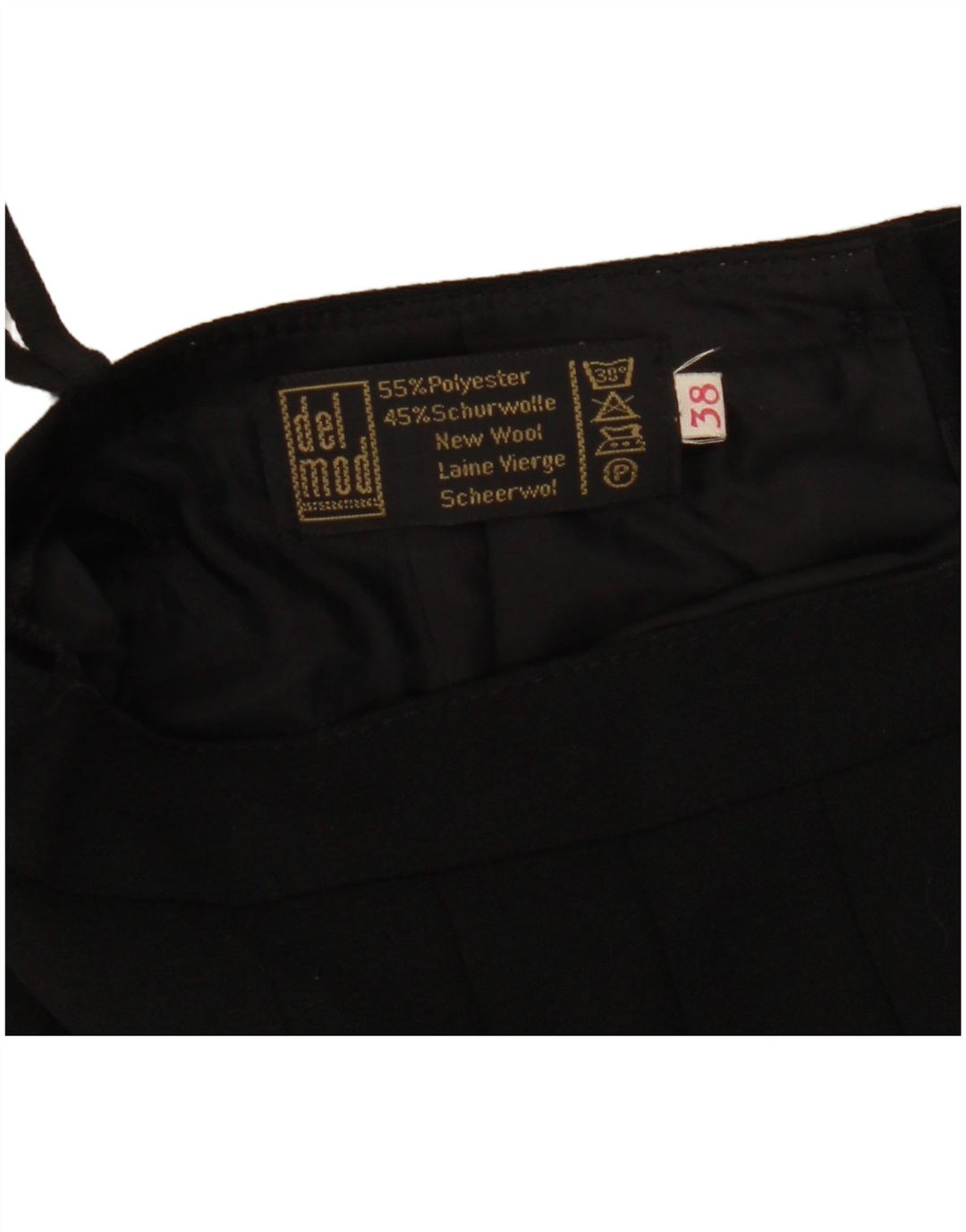 Del Mod Женская плиссированная юбка с высокой талией EU 38 Medium W27 Черный полиэстер