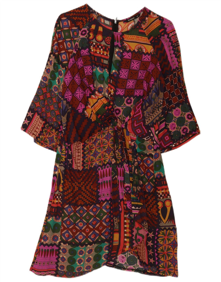 Женское базовое платье Desigual с рукавом 3/4 EU 38, среднее, разноцветное, богемное