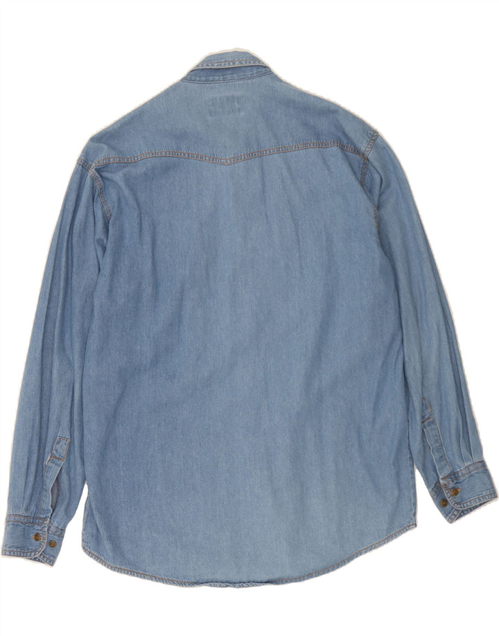 VINTAGE Mens Denim Shirt Medium Blue Cotton Vintage Vintage and Second-Hand Vintage from Messina Hembry 