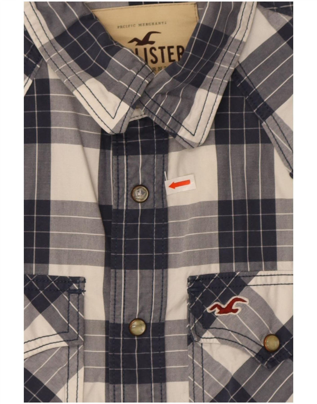 Мужская рубашка Hollister, маленькая, темно-синяя, в клетку, хлопок