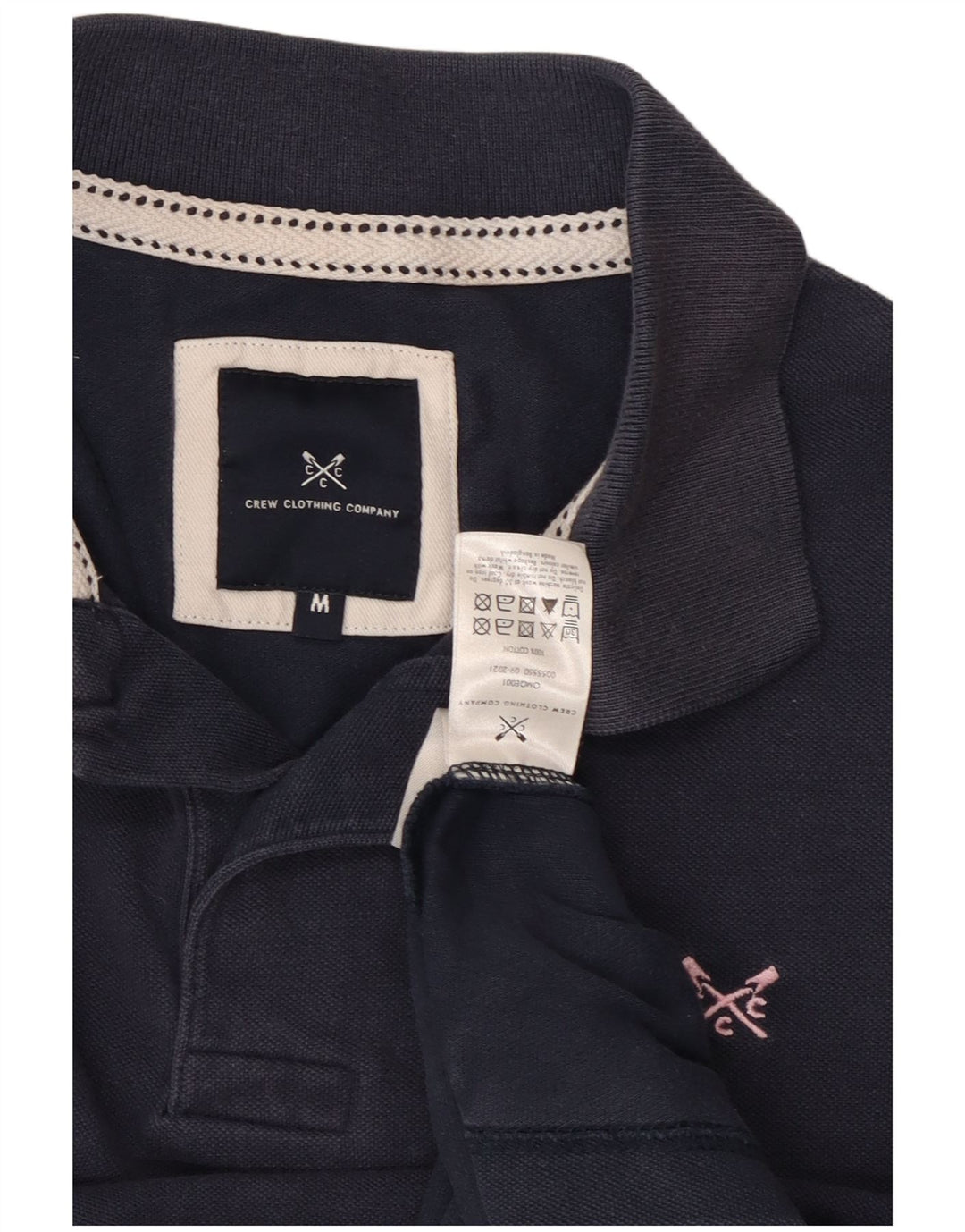 Crew Clothing Мужская рубашка-поло среднего размера, темно-синяя, хлопковая