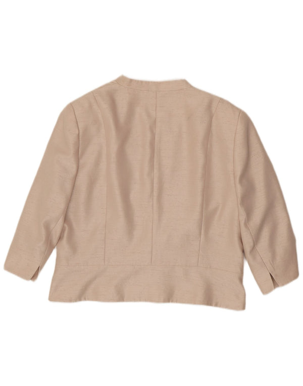 JAQUES VERT Женский открытый пиджак с рукавами 3/4 UK 22 3XL Розовый полиэстер