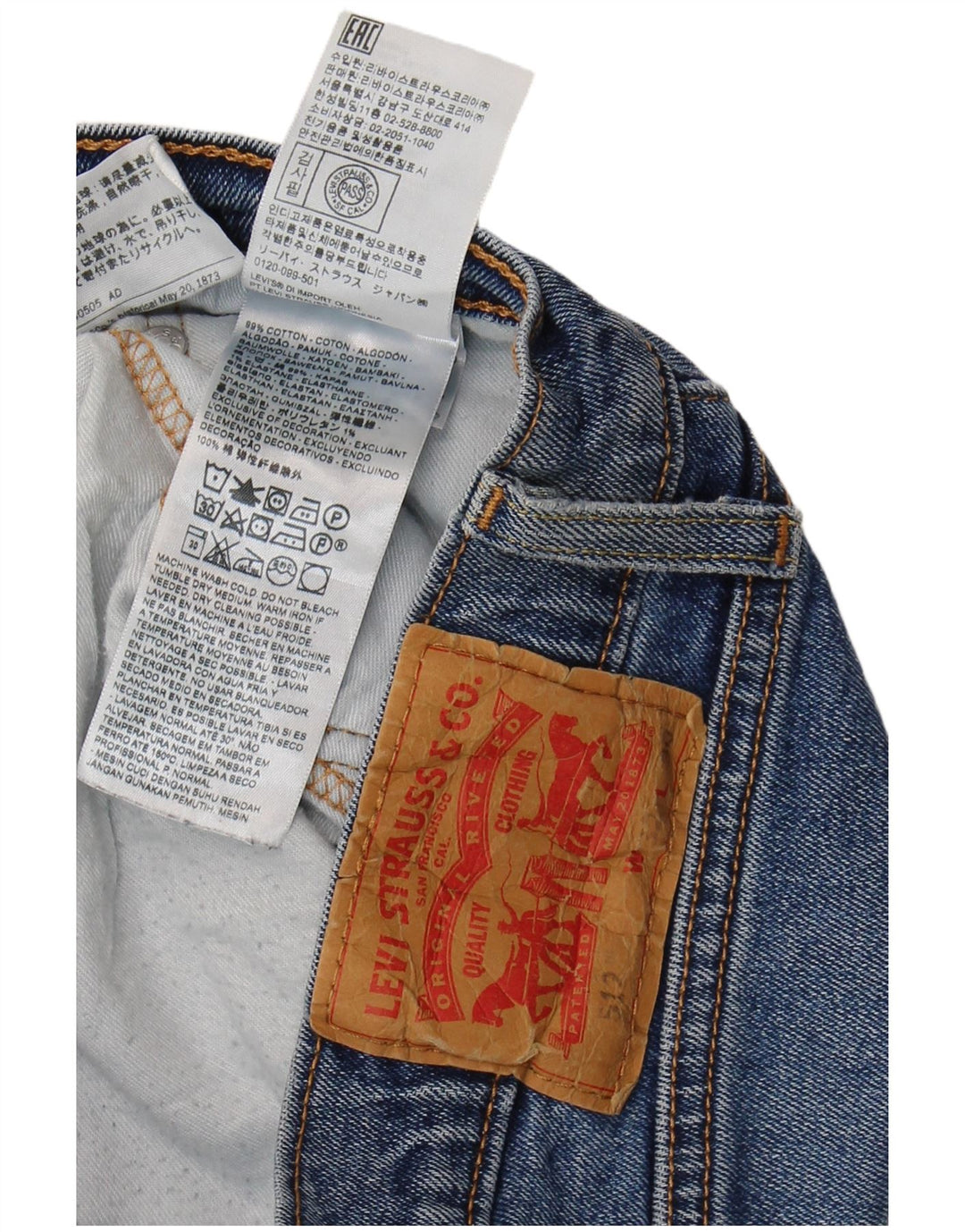 Мужские зауженные джинсы Levi's 512 W32 L30 синие, хлопок