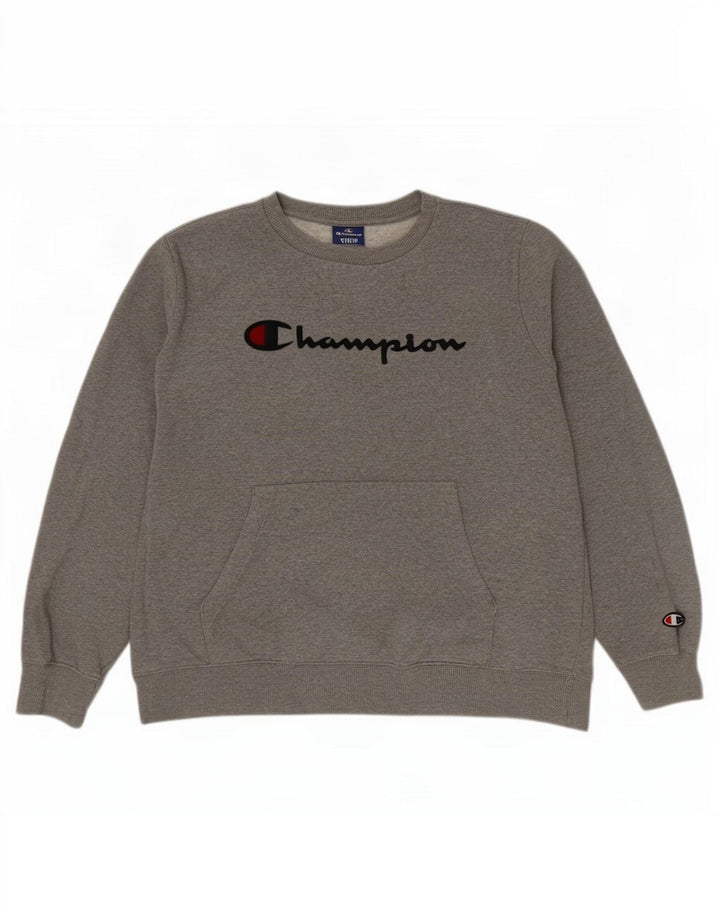Мужской свитшот с рисунком Champion, средний серый в крапинку