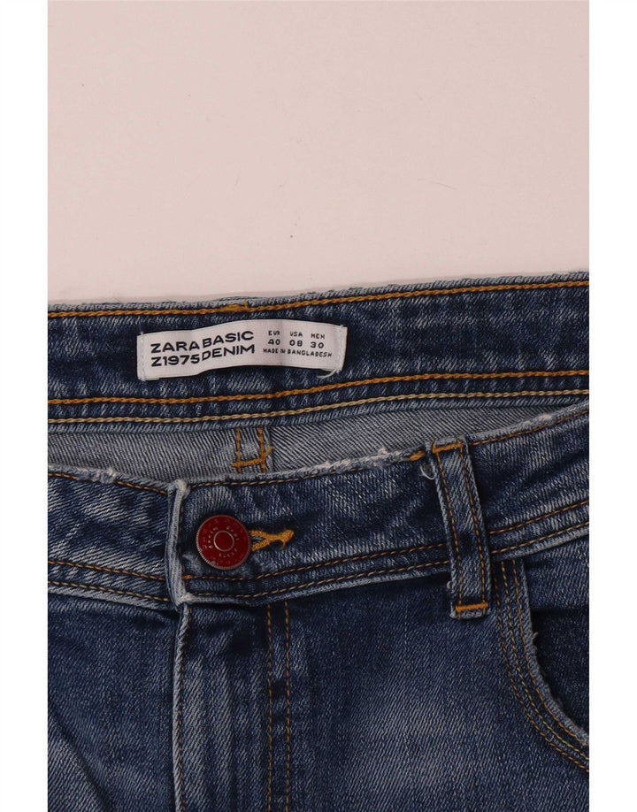 Женские джинсовые шорты Zara EU 40 Medium W30 Синие с цветочным принтом
