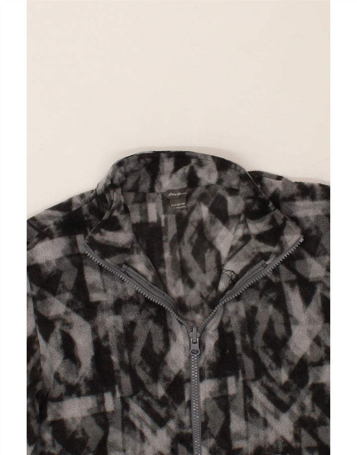 EDDIE BAUER Girls Fleece Jacket 14-15 Years Large  Grey Geometric Vintage Eddie Bauer and Second-Hand Eddie Bauer from Messina Hembry 