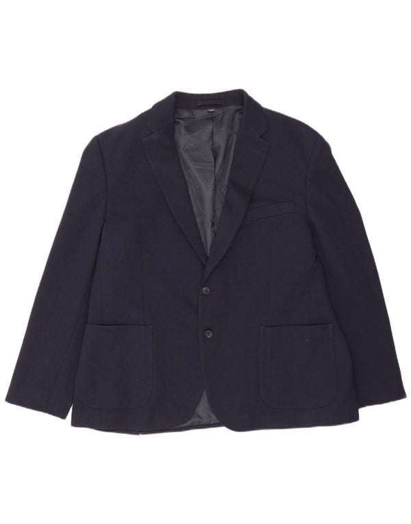 Marks & Spencer Mens 2 Button Blazer Jacket UK 46 XL Navy Blue Polyester