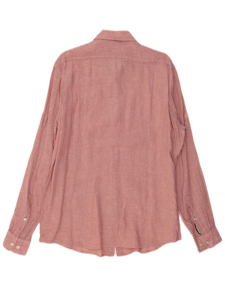 Мужская рубашка стандартного кроя HUGO BOSS, большая розовая льняная крапинка