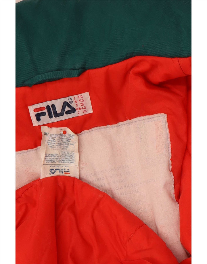 Мужская лыжная куртка Fila с графическим рисунком IT 50, большая оранжевая, полиэстер с цветными блоками