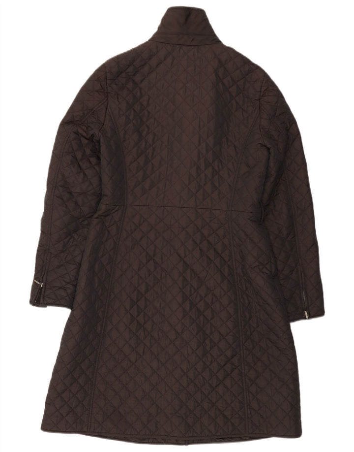 HOBBS Женское стеганое пальто UK 10 маленькое коричневое из полиамида
