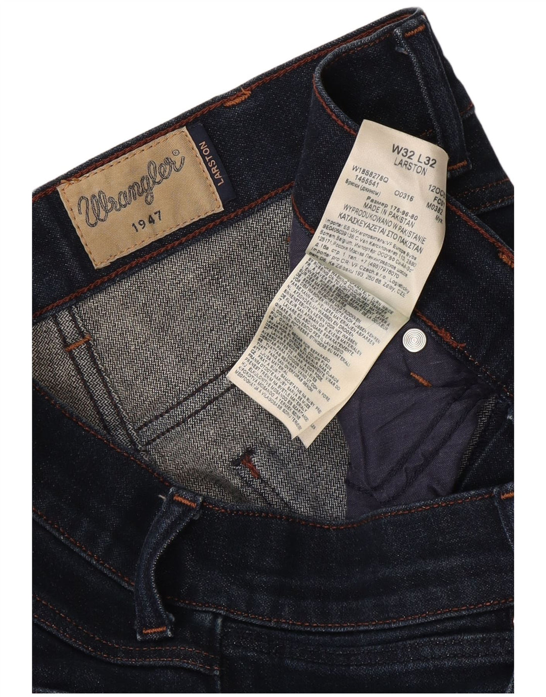 Мужские джинсы Wrangler Larston Slim W32 L32, темно-синий, хлопок