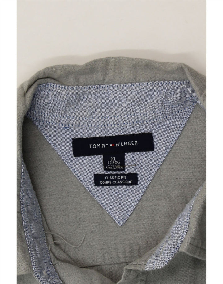 TOMMY HILFIGER Mens Classic Fit Shirt XL Grey Cotton Vintage Tommy Hilfiger and Second-Hand Tommy Hilfiger from Messina Hembry 
