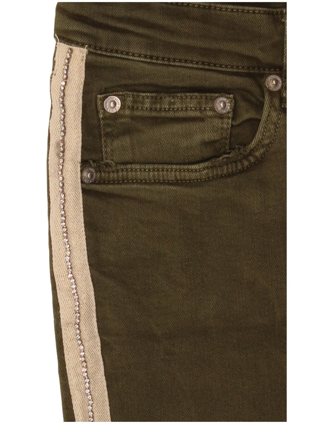 Женские джинсы узкого кроя Zara EU 40 Medium W30 L27 Хаки с цветными блоками