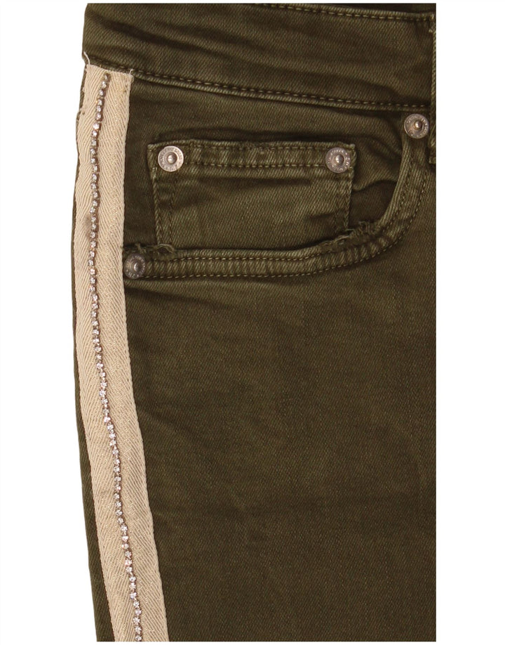 Женские джинсы узкого кроя Zara EU 40 Medium W30 L27 Хаки с цветными блоками