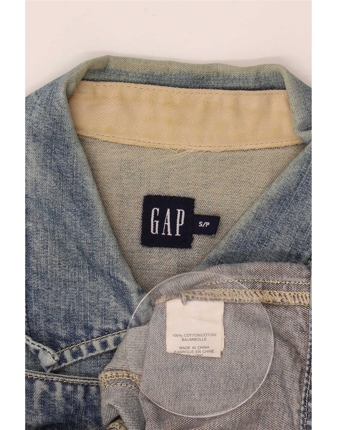 Женская укороченная джинсовая куртка Gap UK 10, маленькая, синяя, хлопок