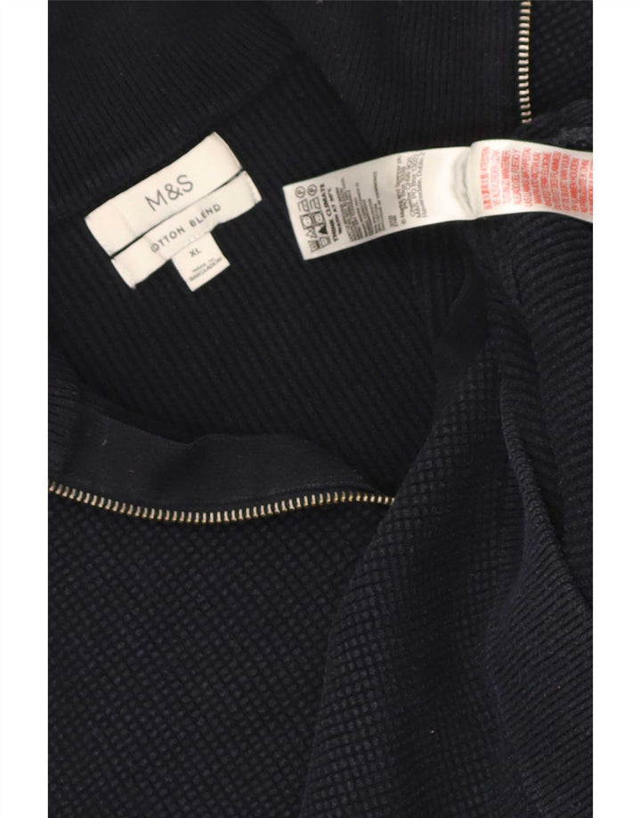 Мужской джемпер с воротником на молнии Marks & Spencer XL темно-синий из полиэстера