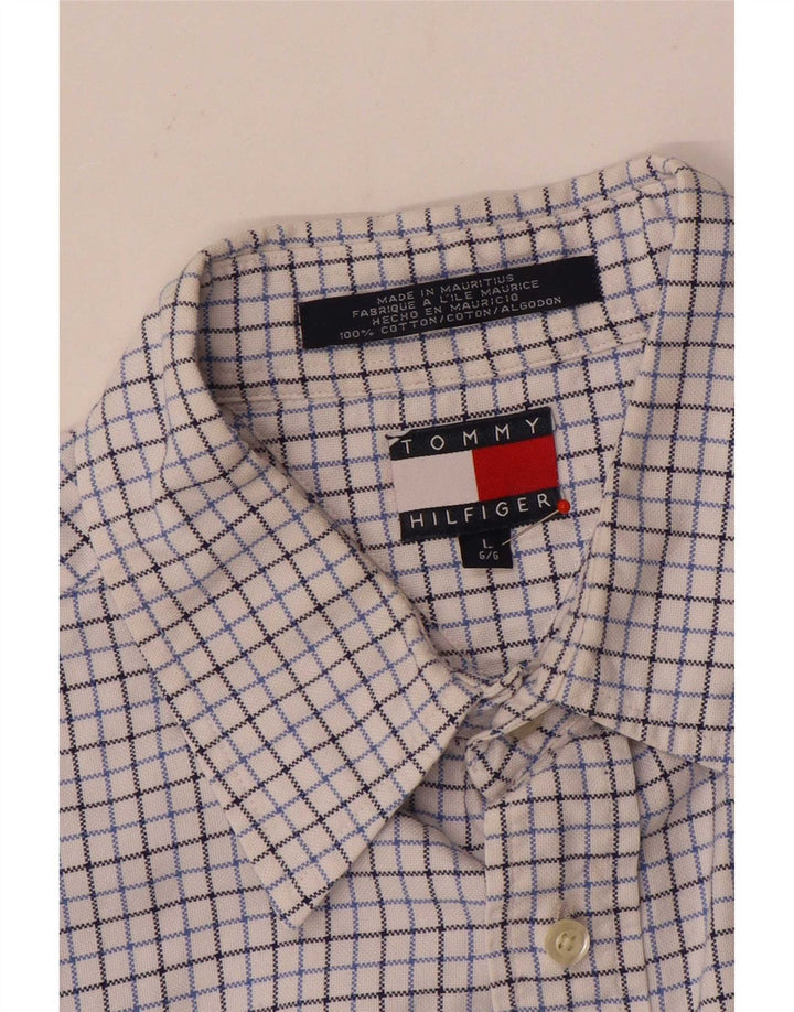 Мужская рубашка Tommy Hilfiger в крупную хлопковую клетку белого цвета