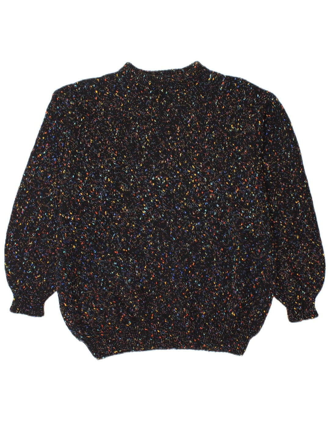 Винтажный мужской свитер с высоким воротником, средний черный в крапинку