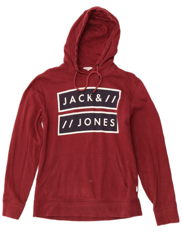 Мужской джемпер с капюшоном JACK & JONES Core с рисунком, средний бордовый хлопок, хлопок