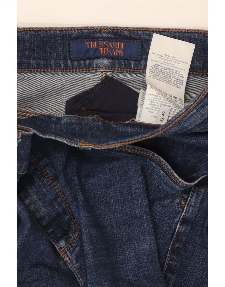 Мужские узкие джинсы TRUSSARDI W33 L30 синие, хлопок